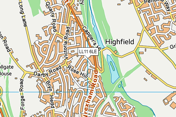 LL11 6LE map - OS VectorMap District (Ordnance Survey)