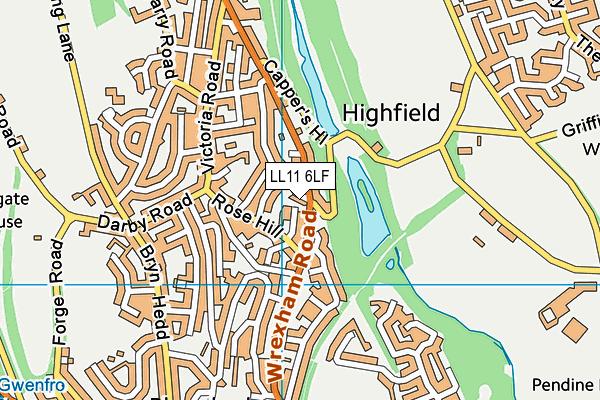 LL11 6LF map - OS VectorMap District (Ordnance Survey)
