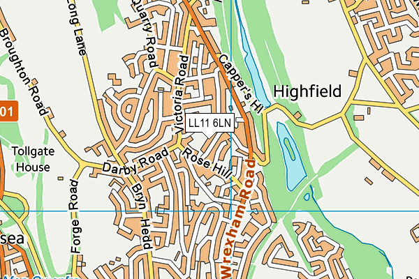 LL11 6LN map - OS VectorMap District (Ordnance Survey)