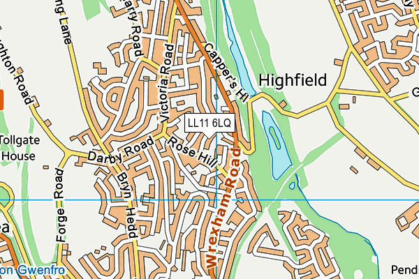 LL11 6LQ map - OS VectorMap District (Ordnance Survey)