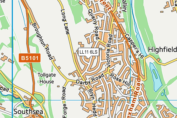 LL11 6LS map - OS VectorMap District (Ordnance Survey)