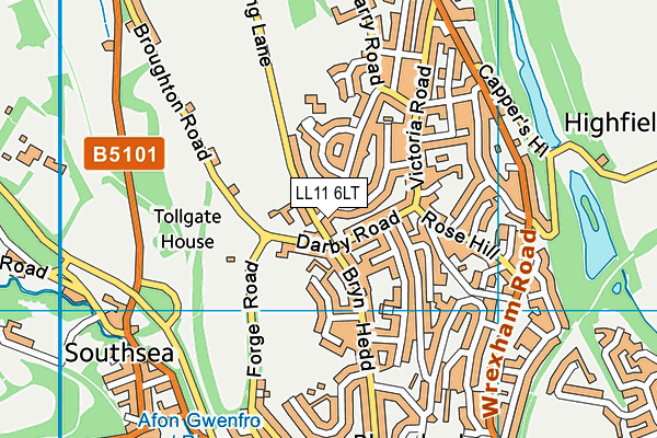 LL11 6LT map - OS VectorMap District (Ordnance Survey)