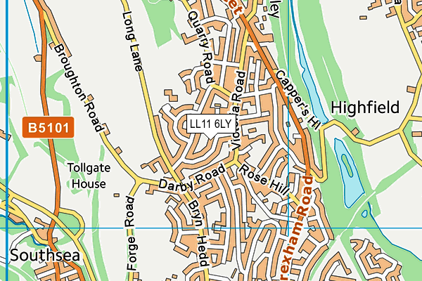 LL11 6LY map - OS VectorMap District (Ordnance Survey)