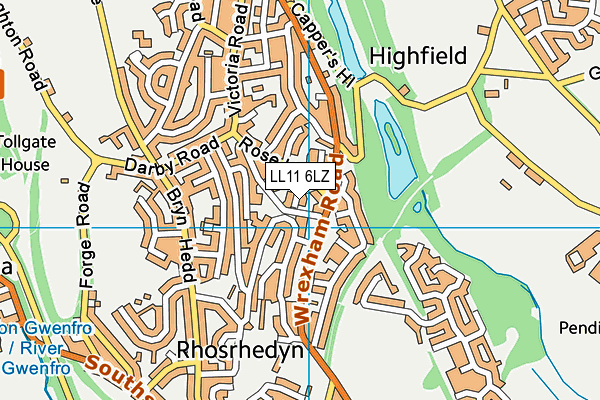 LL11 6LZ map - OS VectorMap District (Ordnance Survey)