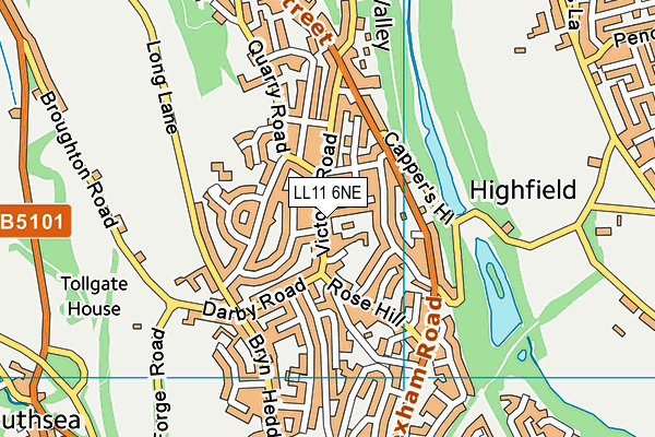 LL11 6NE map - OS VectorMap District (Ordnance Survey)