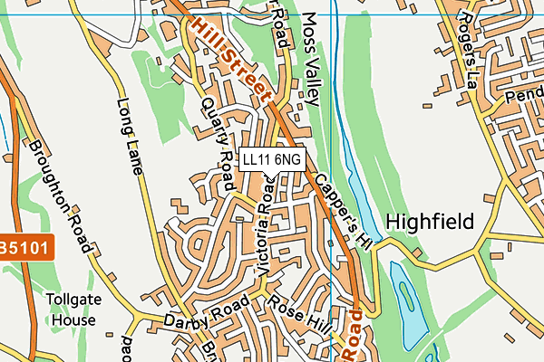 LL11 6NG map - OS VectorMap District (Ordnance Survey)