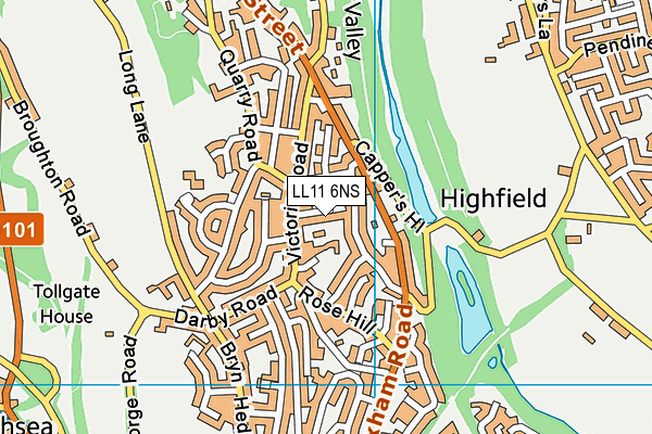 LL11 6NS map - OS VectorMap District (Ordnance Survey)