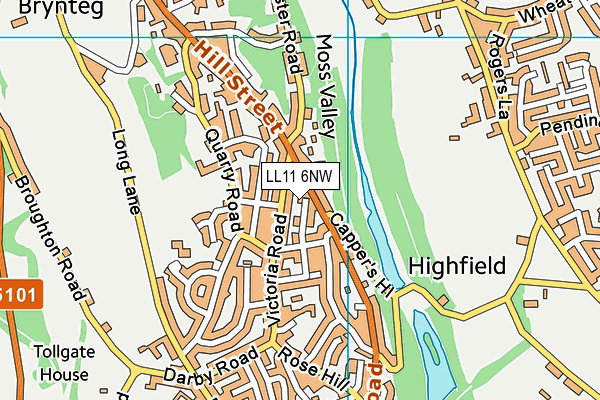 LL11 6NW map - OS VectorMap District (Ordnance Survey)