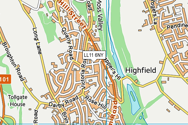 LL11 6NY map - OS VectorMap District (Ordnance Survey)