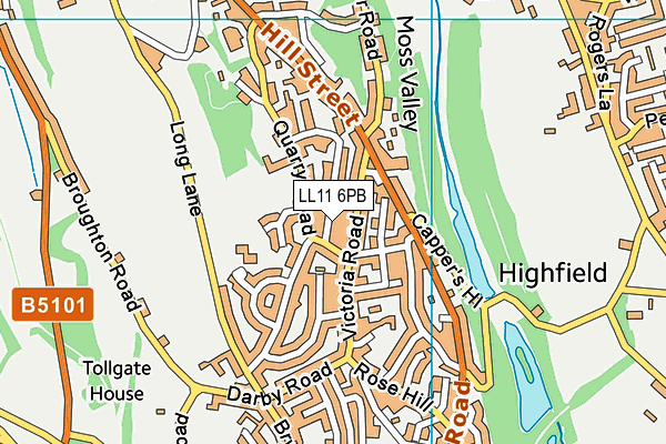 LL11 6PB map - OS VectorMap District (Ordnance Survey)