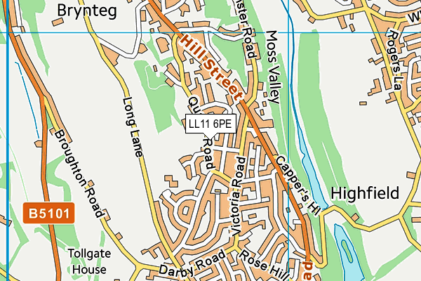 LL11 6PE map - OS VectorMap District (Ordnance Survey)