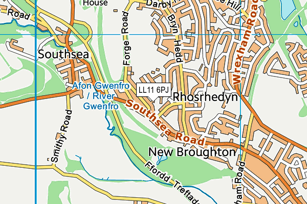 LL11 6PJ map - OS VectorMap District (Ordnance Survey)