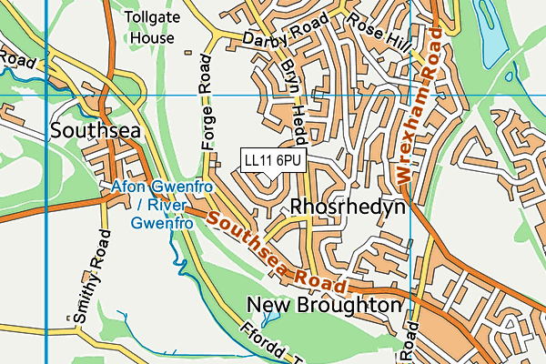 LL11 6PU map - OS VectorMap District (Ordnance Survey)