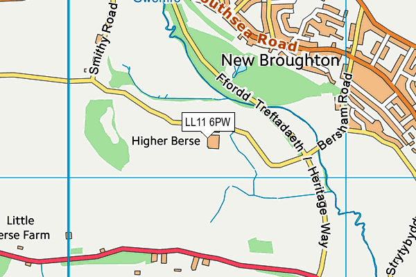 LL11 6PW map - OS VectorMap District (Ordnance Survey)