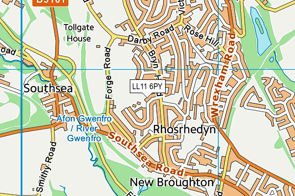 LL11 6PY map - OS VectorMap District (Ordnance Survey)