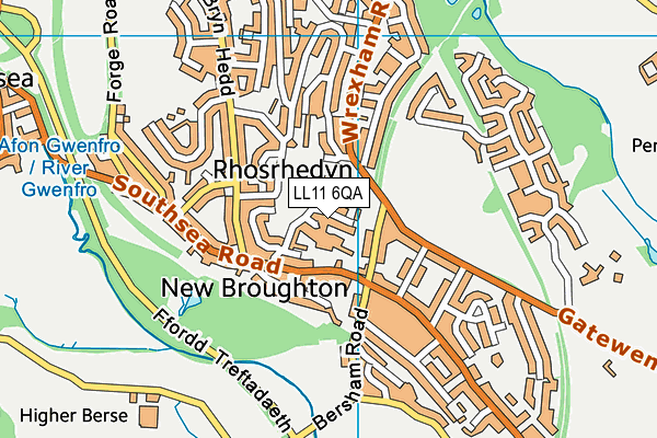 LL11 6QA map - OS VectorMap District (Ordnance Survey)