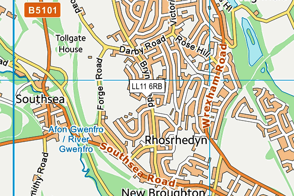 LL11 6RB map - OS VectorMap District (Ordnance Survey)