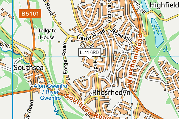 LL11 6RD map - OS VectorMap District (Ordnance Survey)