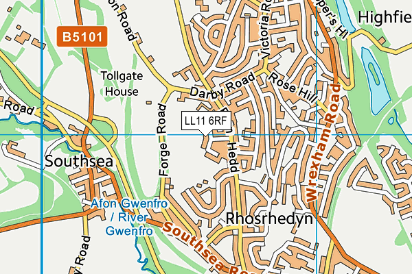 LL11 6RF map - OS VectorMap District (Ordnance Survey)