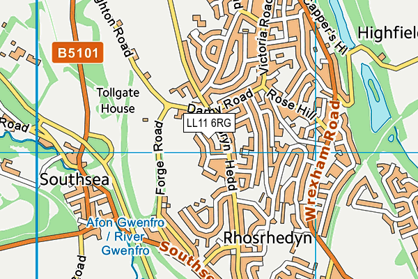 LL11 6RG map - OS VectorMap District (Ordnance Survey)