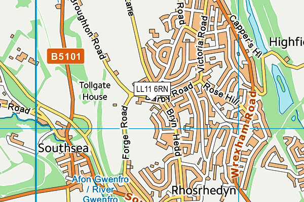 LL11 6RN map - OS VectorMap District (Ordnance Survey)