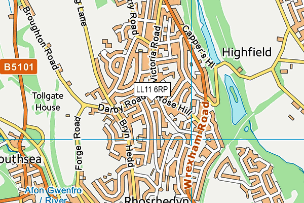 LL11 6RP map - OS VectorMap District (Ordnance Survey)