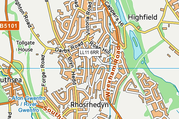 LL11 6RR map - OS VectorMap District (Ordnance Survey)