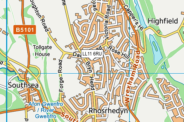 LL11 6RU map - OS VectorMap District (Ordnance Survey)