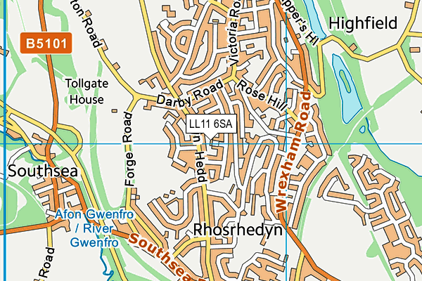 LL11 6SA map - OS VectorMap District (Ordnance Survey)