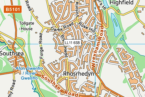 LL11 6SB map - OS VectorMap District (Ordnance Survey)