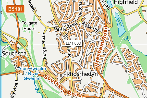 LL11 6SD map - OS VectorMap District (Ordnance Survey)