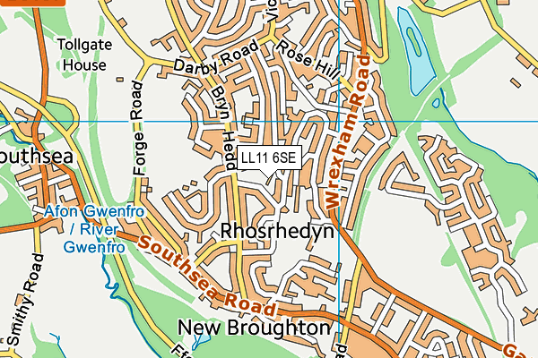 LL11 6SE map - OS VectorMap District (Ordnance Survey)