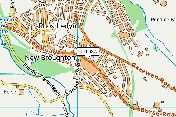 LL11 6SW map - OS VectorMap District (Ordnance Survey)