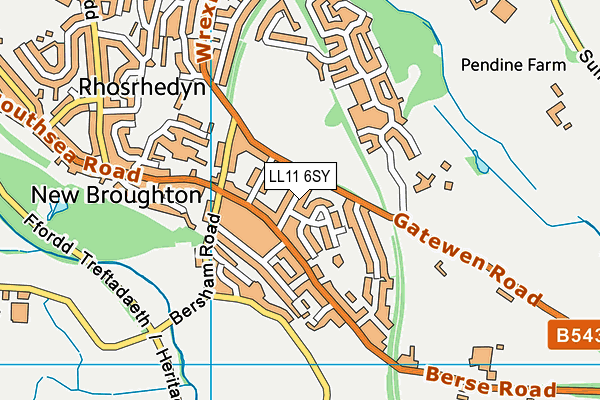 LL11 6SY map - OS VectorMap District (Ordnance Survey)