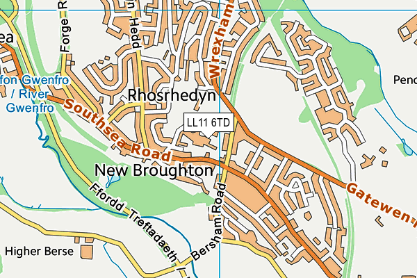 LL11 6TD map - OS VectorMap District (Ordnance Survey)