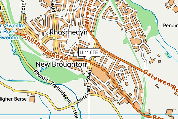 LL11 6TE map - OS VectorMap District (Ordnance Survey)