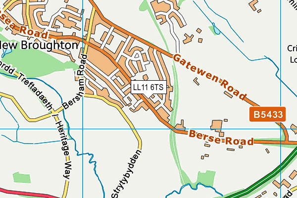 LL11 6TS map - OS VectorMap District (Ordnance Survey)