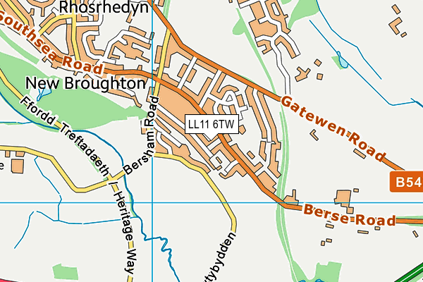 LL11 6TW map - OS VectorMap District (Ordnance Survey)