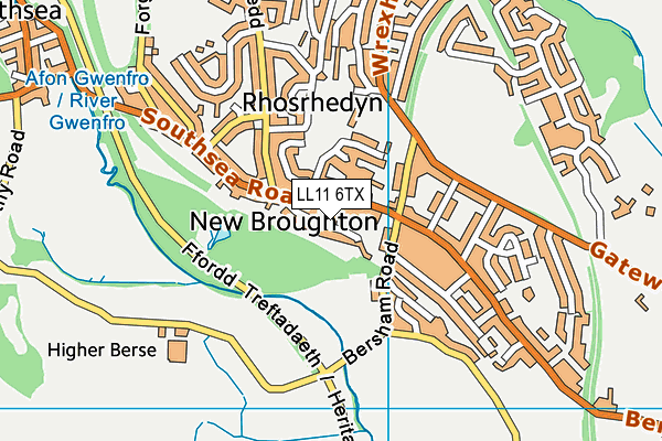 LL11 6TX map - OS VectorMap District (Ordnance Survey)