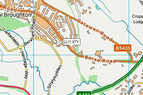 LL11 6TY map - OS VectorMap District (Ordnance Survey)