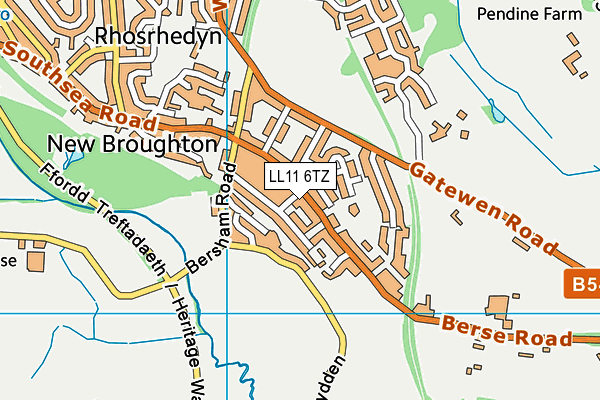 LL11 6TZ map - OS VectorMap District (Ordnance Survey)