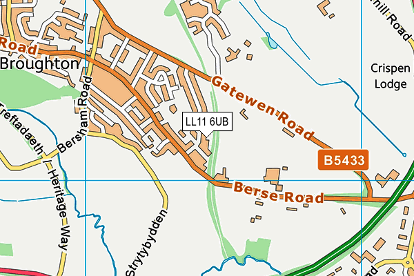 LL11 6UB map - OS VectorMap District (Ordnance Survey)