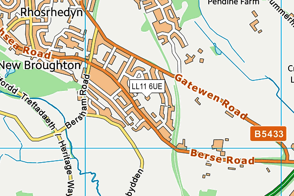 LL11 6UE map - OS VectorMap District (Ordnance Survey)