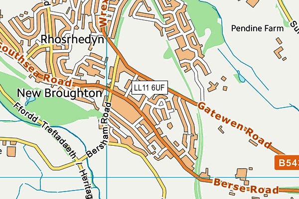 LL11 6UF map - OS VectorMap District (Ordnance Survey)