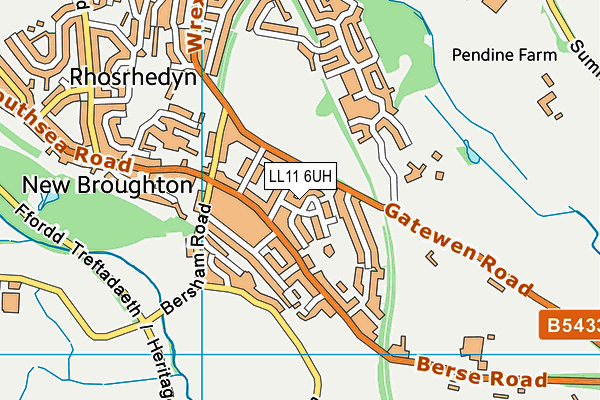 LL11 6UH map - OS VectorMap District (Ordnance Survey)