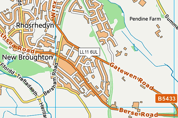 LL11 6UL map - OS VectorMap District (Ordnance Survey)