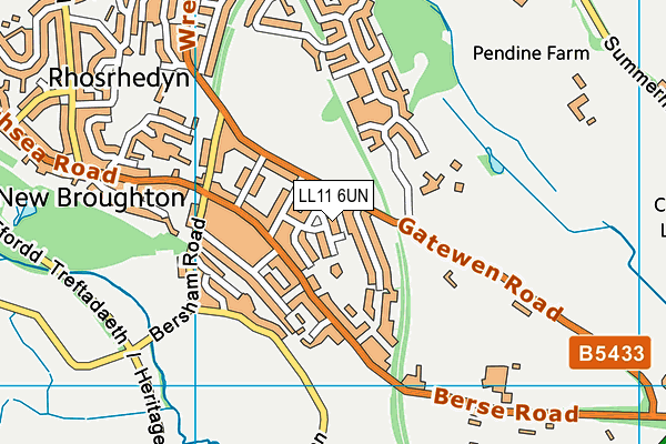 LL11 6UN map - OS VectorMap District (Ordnance Survey)