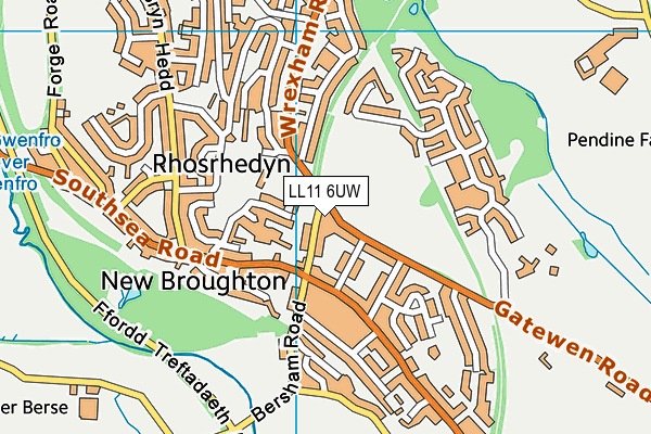 LL11 6UW map - OS VectorMap District (Ordnance Survey)