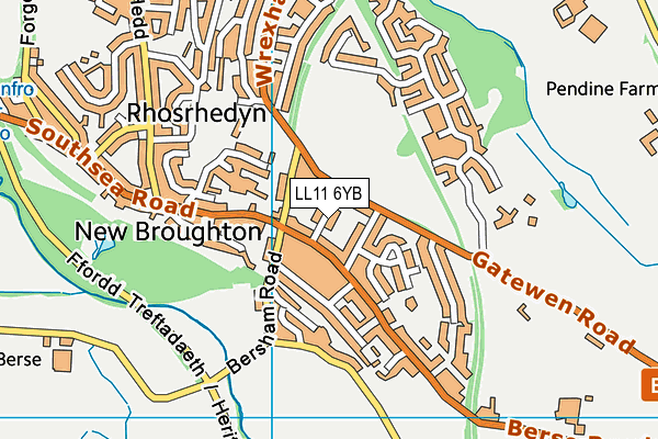 LL11 6YB map - OS VectorMap District (Ordnance Survey)