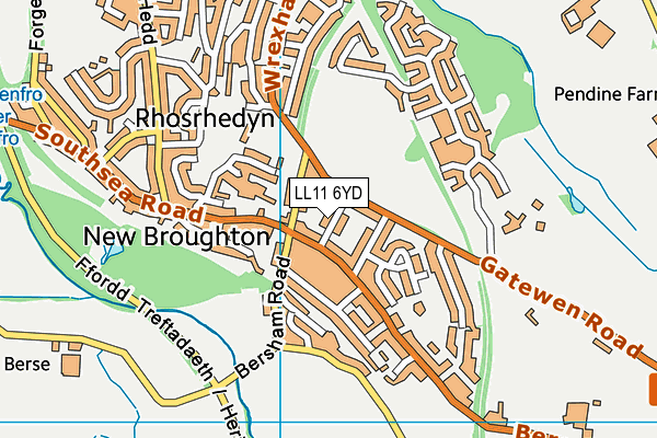 LL11 6YD map - OS VectorMap District (Ordnance Survey)